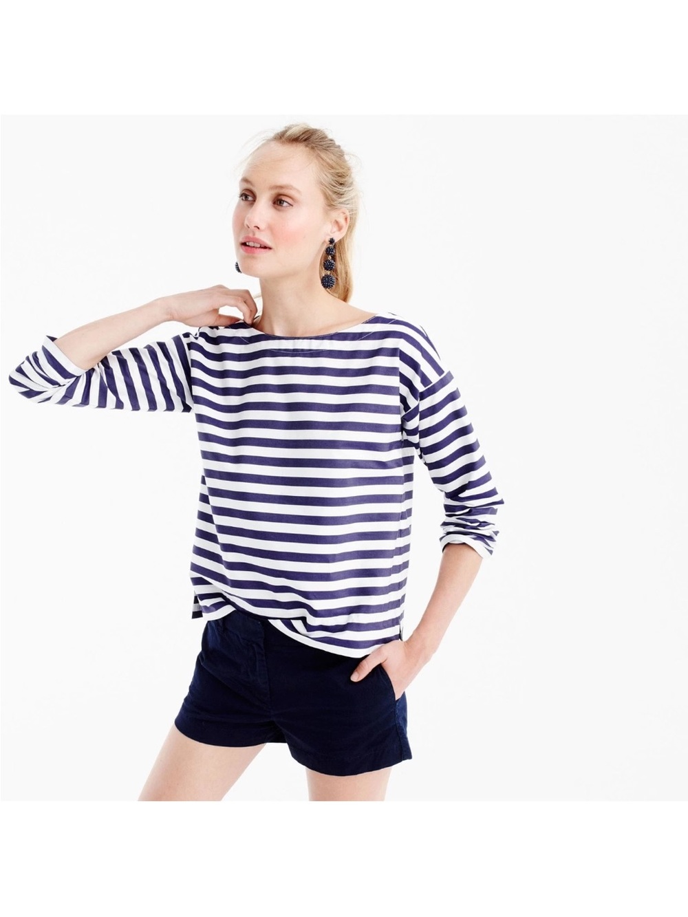 🆕🔖 Collection Thomas Mason✨J.Crew✨Navy White Stripe✨Boatneck Top✨Size 14✨NWT!!